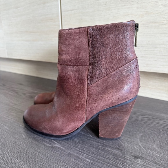 Brown Leather Ankle Bootie Heeled Boot - Picture 4 of 4